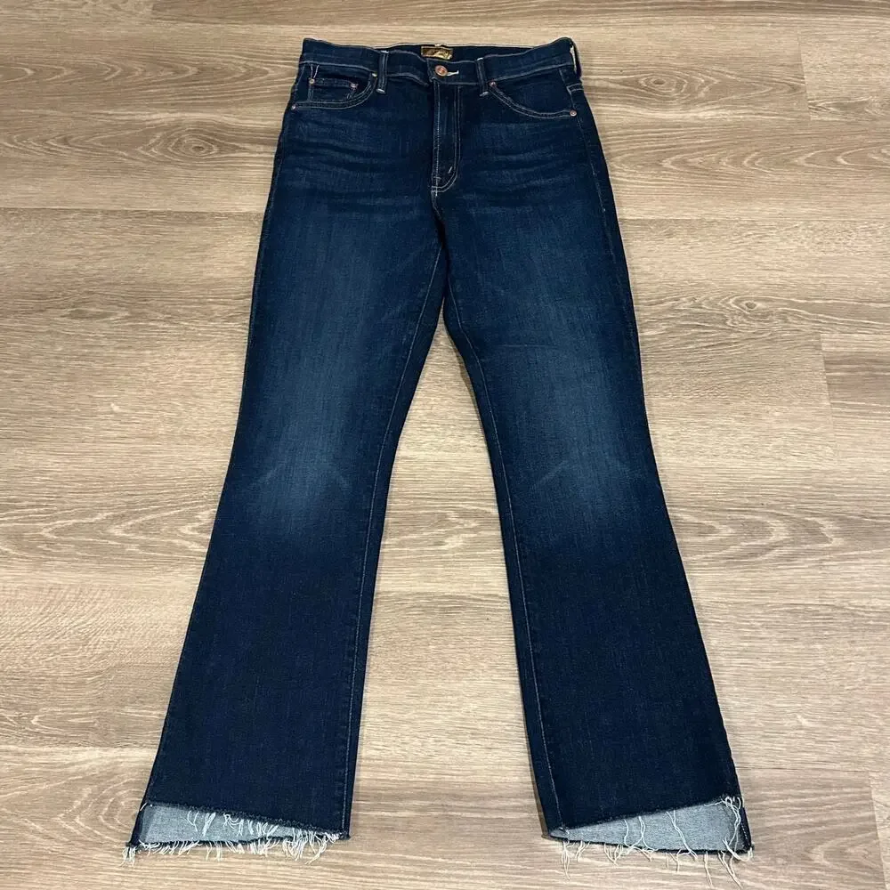 MOTHER‎ Insider Crop Step Fray Bootcut Jeans Off Limits Dark Wash 26 - Picture 5 of 16